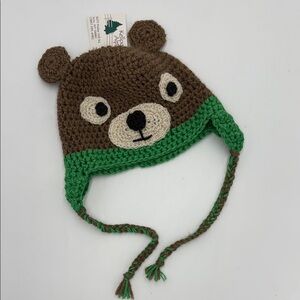 Child alpaca blend Crochet Hat bear w/ ear flaps